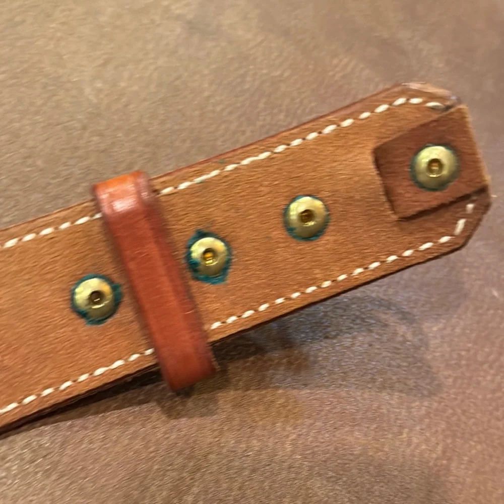 Rod Kibler Embossed Leather Belt with Stitching EUC